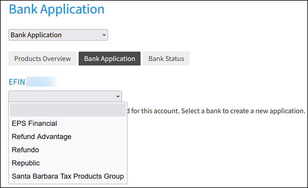 Sub-office bank application menu > choose bank